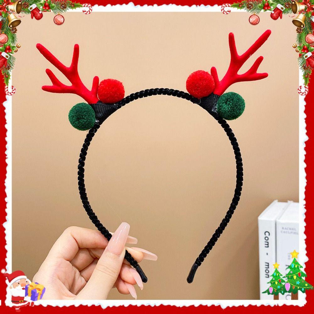 Christmas Decoration Christmas Headband Elk Hair Hoop Deer Horn Hair Band  Festival Decoration E
