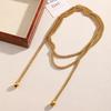Roestvrij Staal Creatieve Ronde Bal Hanger Ketting voor Mannen Vrouwen Meerdere Lagen Kralen Lange Kwast Ketting Ketting Sieraden