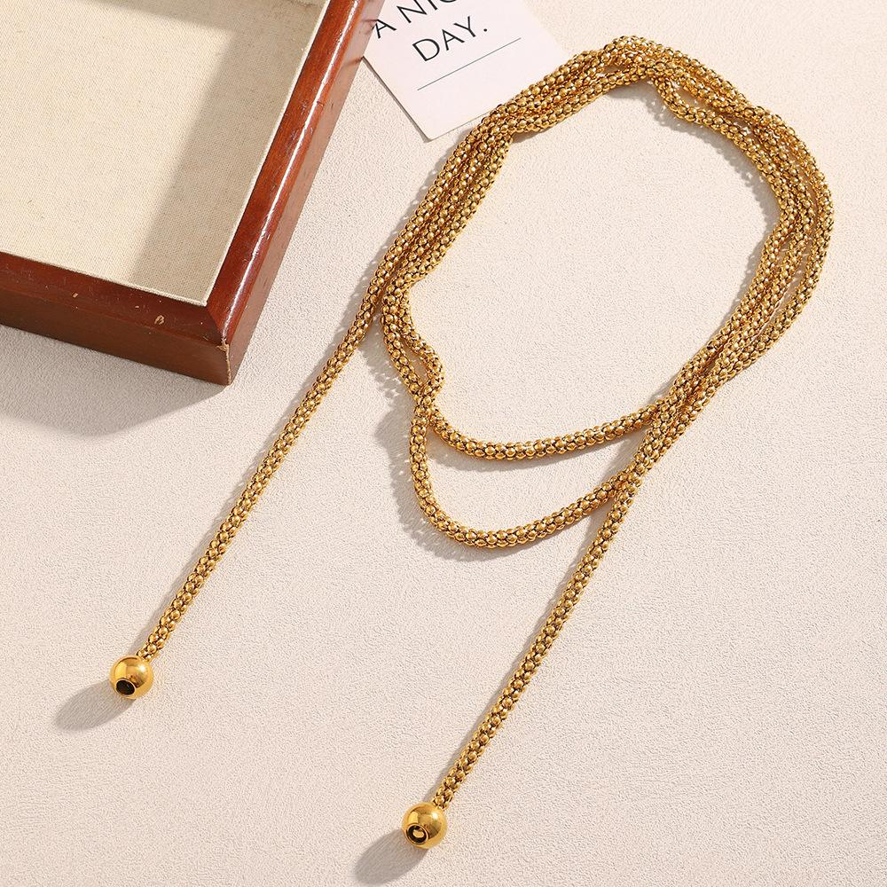 Roestvrij Staal Creatieve Ronde Bal Hanger Ketting voor Mannen Vrouwen Meerdere Lagen Kralen Lange Kwast Ketting Ketting Sieraden