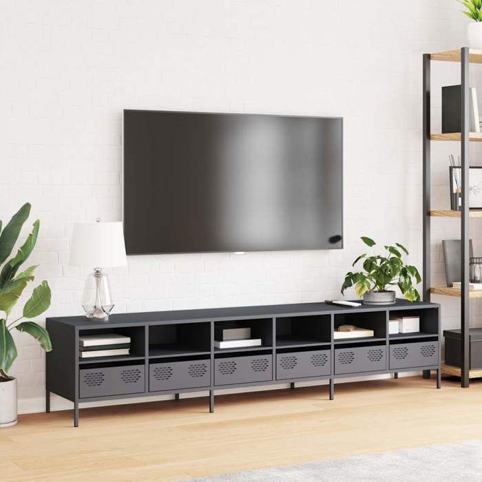 VidaXL TV Stand Anthracite 202x39x43.5 Cm Cold-rolled Steel, TV Bench, Metal Cabinet, Multimedia Cabinet, TV Buffet, 3307157