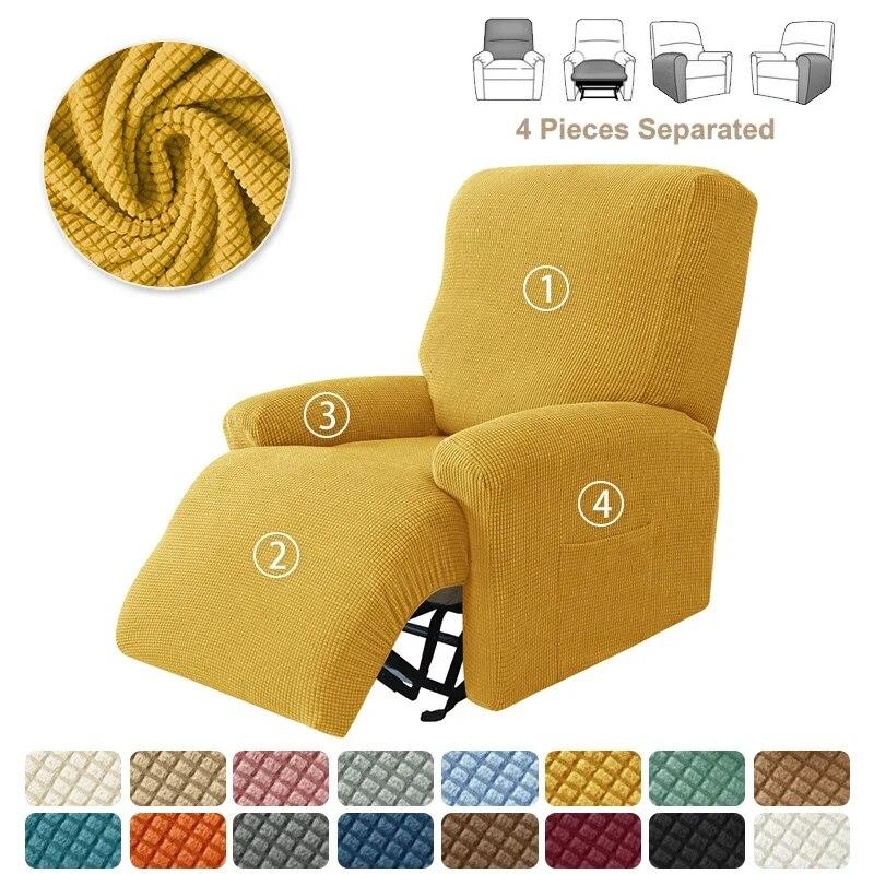 1 Seater Velvet Elastic Recliner Cover Relax Lazy Boy Chair Covers Single Lounger Couch Slipcover Armchair Protector Slipcovers