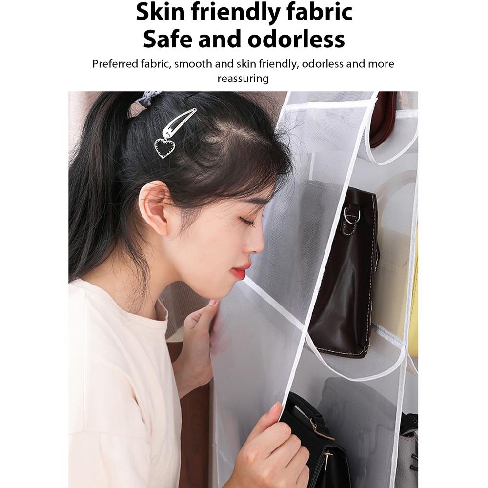 Household Mesh Storage Hanging Bag Wardrobe Hanging Multi-layer Pocket Bag Double-sided Transparent Organiser Foldable Dust Bag