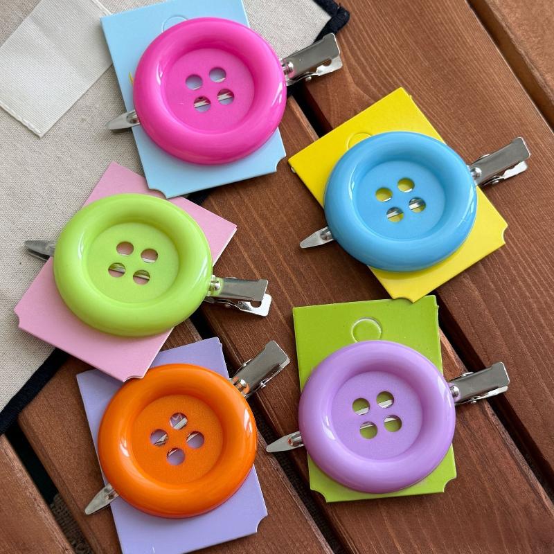 Y2K Extra Large Button Side Hair Clip Cute Retro Duckbill Bangs Side Barrettes Hair Accessory For Girls Daily Party Photo Decor