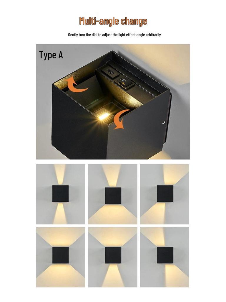 USB Rechargeable Aluminum LED Wall Lamp: Minimalist Design for Bedroom & Hotel, Punch-Free Installation