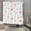Whimsical Mushroom & Plant Shower Curtain - Watercolor Nature Design, White Background, Machine Washable, Bathroom Decor