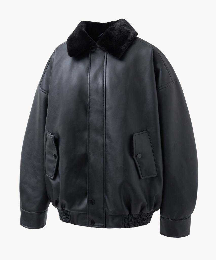 Lady Volume 623 Vegan Leather Shearling Jacket_Black
