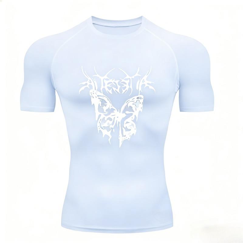 Gym Fitness T-shirt Sports Short-sleeved Gym Men's Running Comfortable Tight Summer Stretchy Moisture-Wicking Sportswear Quick-drying Top