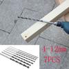 7PCS 300mm Wood Drill Bit Set 4-12mm Brad Point Round Shank For Hardwood Softwood Plastic Acrylic Drilling Tools