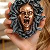 Vintage Greek Goddess Head Wall Plaque Retro Resin Mythological Figurine with Snake Hairs Spooky Wall Sculpture for Home Bedroom Decor