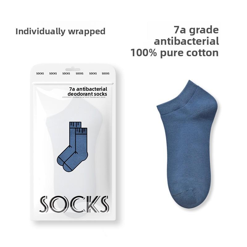

Мужские летние тонкие хлопковые однотонные носки-лодочки 7A, антибактериальные, с защитой от запаха, влагоотводящие 1 pair синий