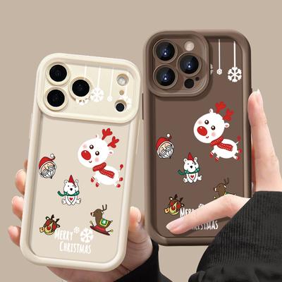 Cartoon Christmas Elk Pattern Case For iPhone 17 Air 16e 16 15 14 Pro Max 13 17 Pro Max 17 Pro 17 Shockproof Soft TPU Silicone Phone Cover Funda
