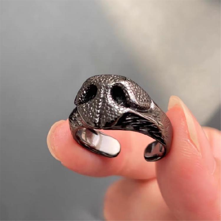 Leichter Legierungsring mit Tiermotiv, glatt poliert, verstellbare Öffnung, Fingerband für tägliche Accessoires