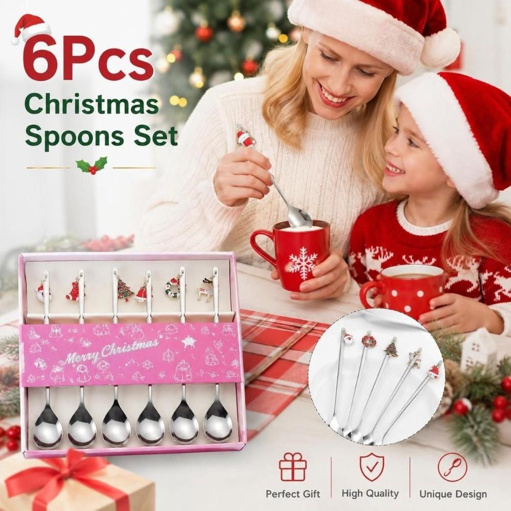 Snowman Coffee Spoon Set Stainless Steel Dessert Spoons New Christmas Teaspoons Holiday Decoration