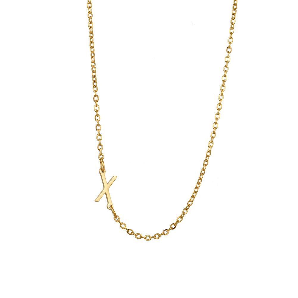 Cazador Sideways Tiny Letter Initial Necklaces A-Z Letters Necklace Stainless Steel Necklace For Women Gift Anniversary Jewelry