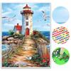 Diamond Painting Set  DIY 5D Full Diamond Coastal Lighthouse Seascape Crafts for Home Wall Decoration