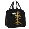 Calvary Cross Christian Orthodox Monastic Symbol Portable Lunch Box for Women Waterproof Thermal Cooler Food Insulated Lunch Bag