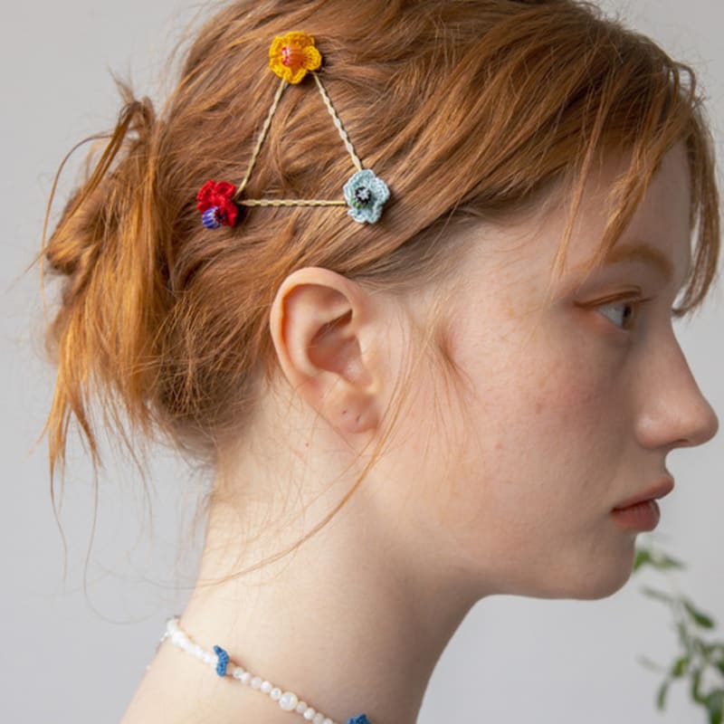 

MERRYMOTIVE Color flower vintage hairpin (3colors) Skyblue