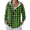 Women's Fashion Casual Sweater Button-Up Print Cardigan  Hooded Jacket