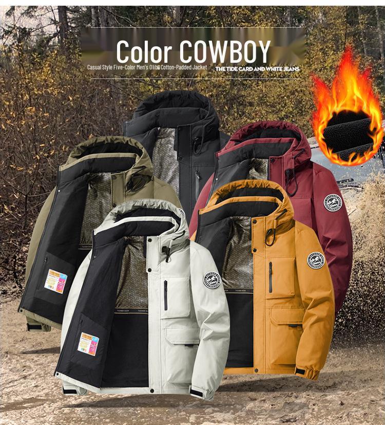 2025 Men's Hooded Cotton Jacket - Autumn Winter Workwear, Casual Outdoor Warm Coat 99668