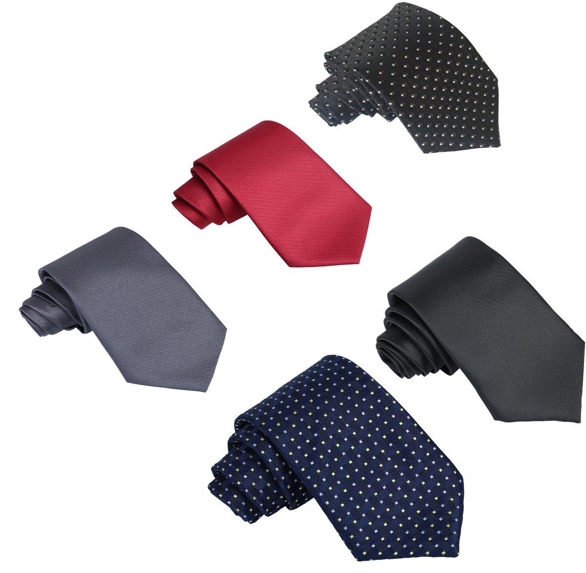 

[Tory Ring] Set of 5 Neckties - Perfect for Weddings, Job Hunting, Business, and more. Choose your favorite pattern from checks, polka dots, and
