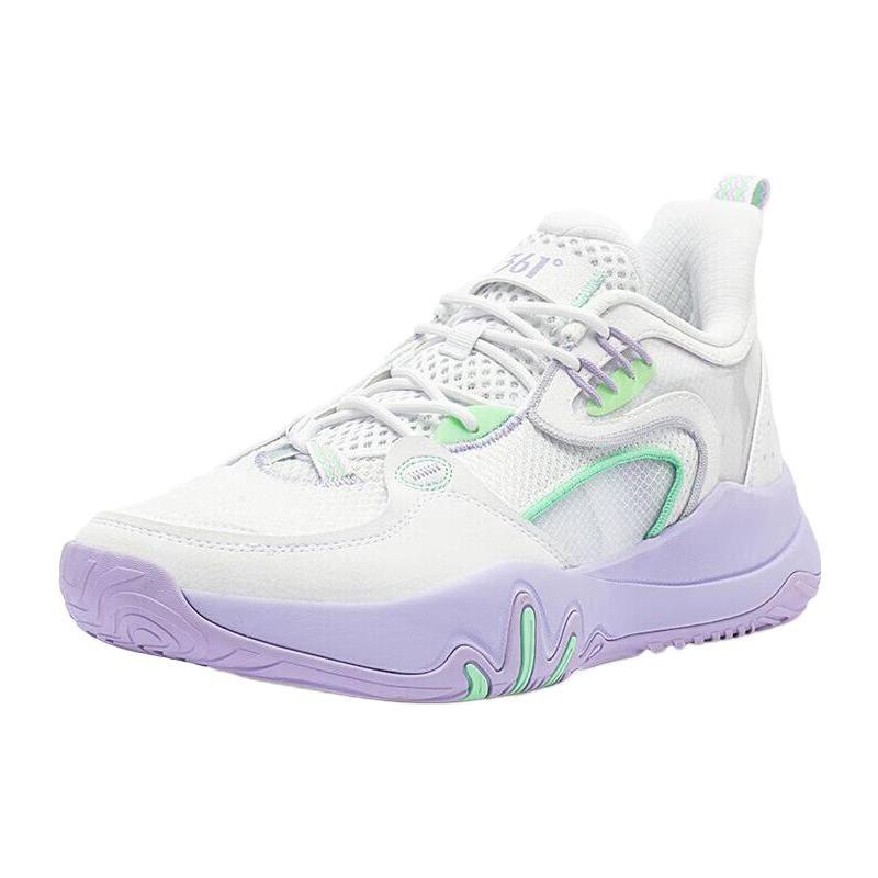 361 LAVA Cushioning, Wear Resistant Low top Basketball Shoes Men's White Purple 672321111-1