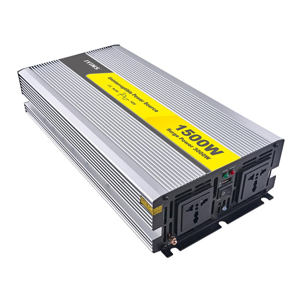 1500W 12V to 220V Pure Sine Wave UPS Inverter with Charger for Home/Solar/Vehicle Use