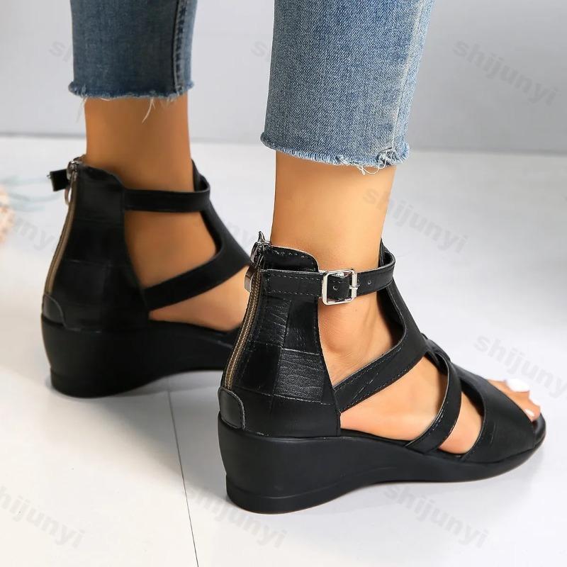 Fashion 2024 New Summer Women's Sandals Fashion Buckle Shoes Open Toe Wedge Casual Platform Shoes Women Plus Size 43 Sandals Women