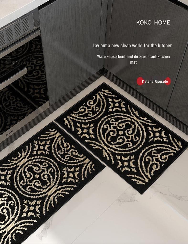 Nordic Light Luxury Kitchen & Bedroom Non-Slip Rug - Water & Oil Absorbent, Dirt Resistant Polypropylene Woven Carpet