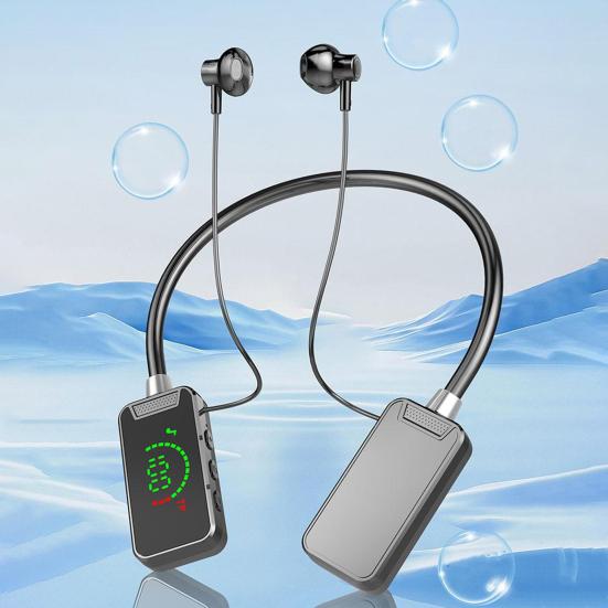 Wireless Earphone Bluetooth-compatible Hanging Neck Headset LED Display Waterproof Wireless Neckband Headphone
