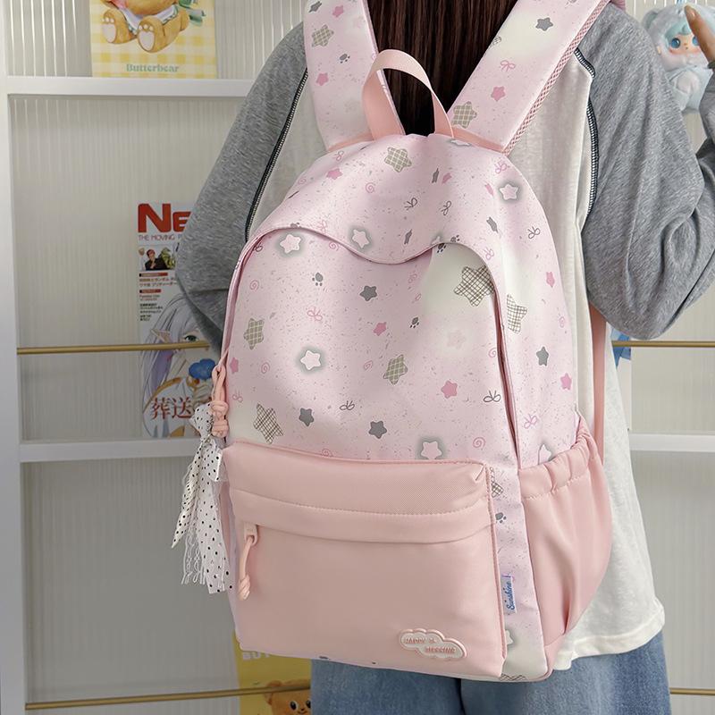 Schoolbag schoolbag junior high school high school Korean light small fresh backpack large capacity cute girl print college style backpack