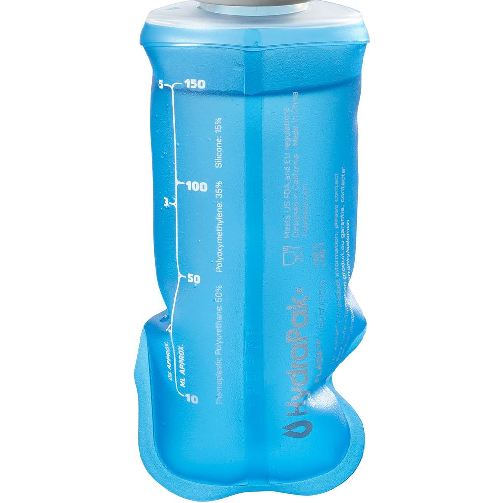 Salomon Hydration Bottle, Foldable, Portable, 2022 Model, SOFT FLASK 150ml5oz, 28oz Capacity (Soft Flask 1505 28oz), LC1916100, Free Clear Blue