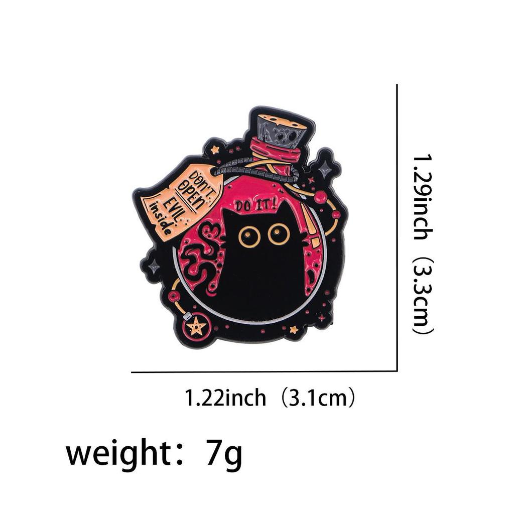 Cartoon Black Cat Brooch Pin - Cute Metal Alloy Accessory for Women and Backpacks