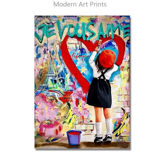 Abstract Love Theme Poster Print Canvas Painting Graffiti Pop Wall Art Hanging Picture For Living Room Modern Home Decor Unframe