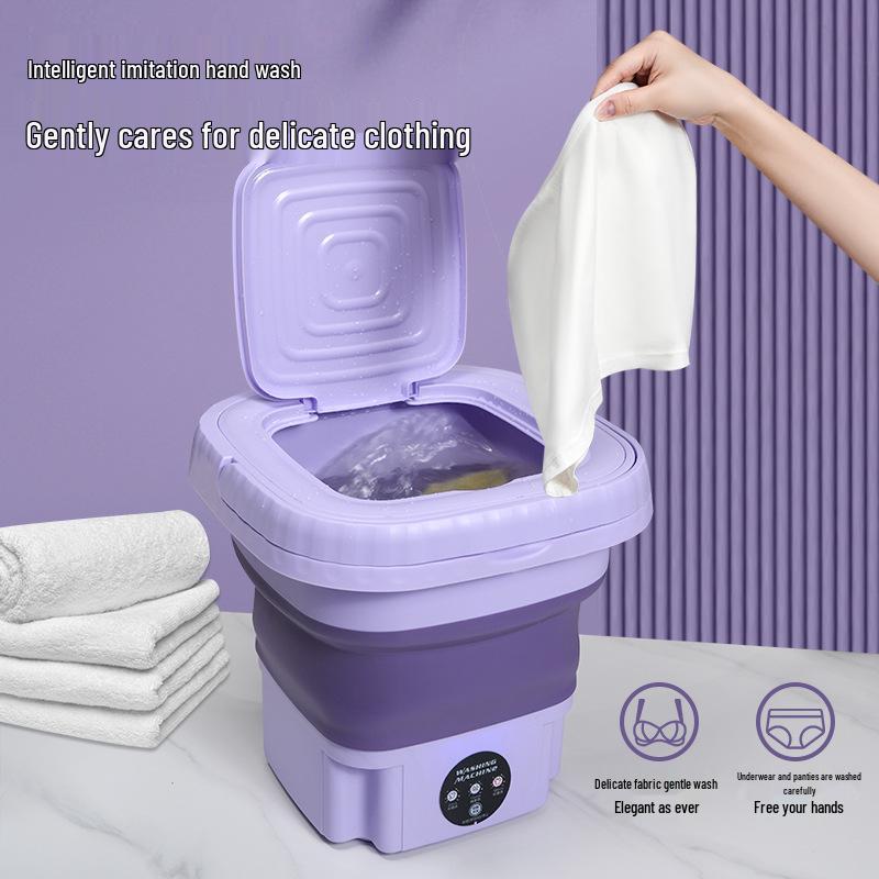 Compact Foldable Automatic Mini Washing Machine for Underwear and Socks - Ideal for College Students