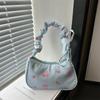 Sweet Flower Pattern Printed Shoulder Bag with A Bow At The Underarm Pocket