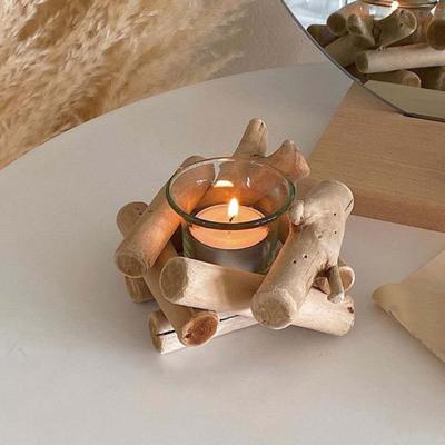 Odun Parçası Şamdan El Yapımı Ahşap Tealight Mumluk Rustik Mum Kabı Ev Oturma Odası Yatak Odası Mutfak Dekorasyonu için