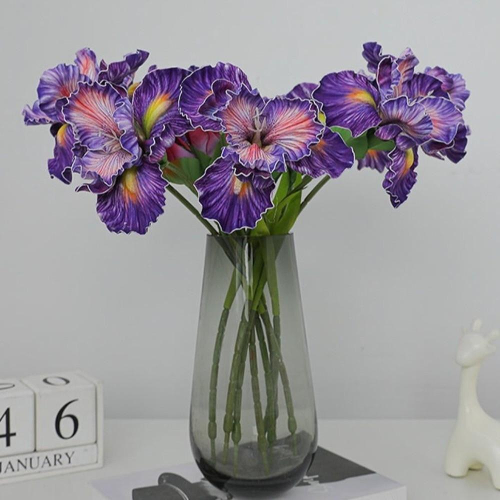 New Purple Artificial Iris Flowers Decorative PVC Fake Flower Bouquet Floral Artificial Faux Plants Outdoor Decor