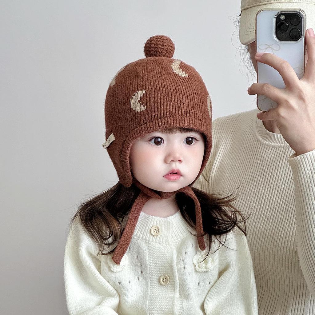 Stylish Korean Wool Knit Baby Hat with Ear Protection - Warm & Trendy Winter Hat for Boys & Girls