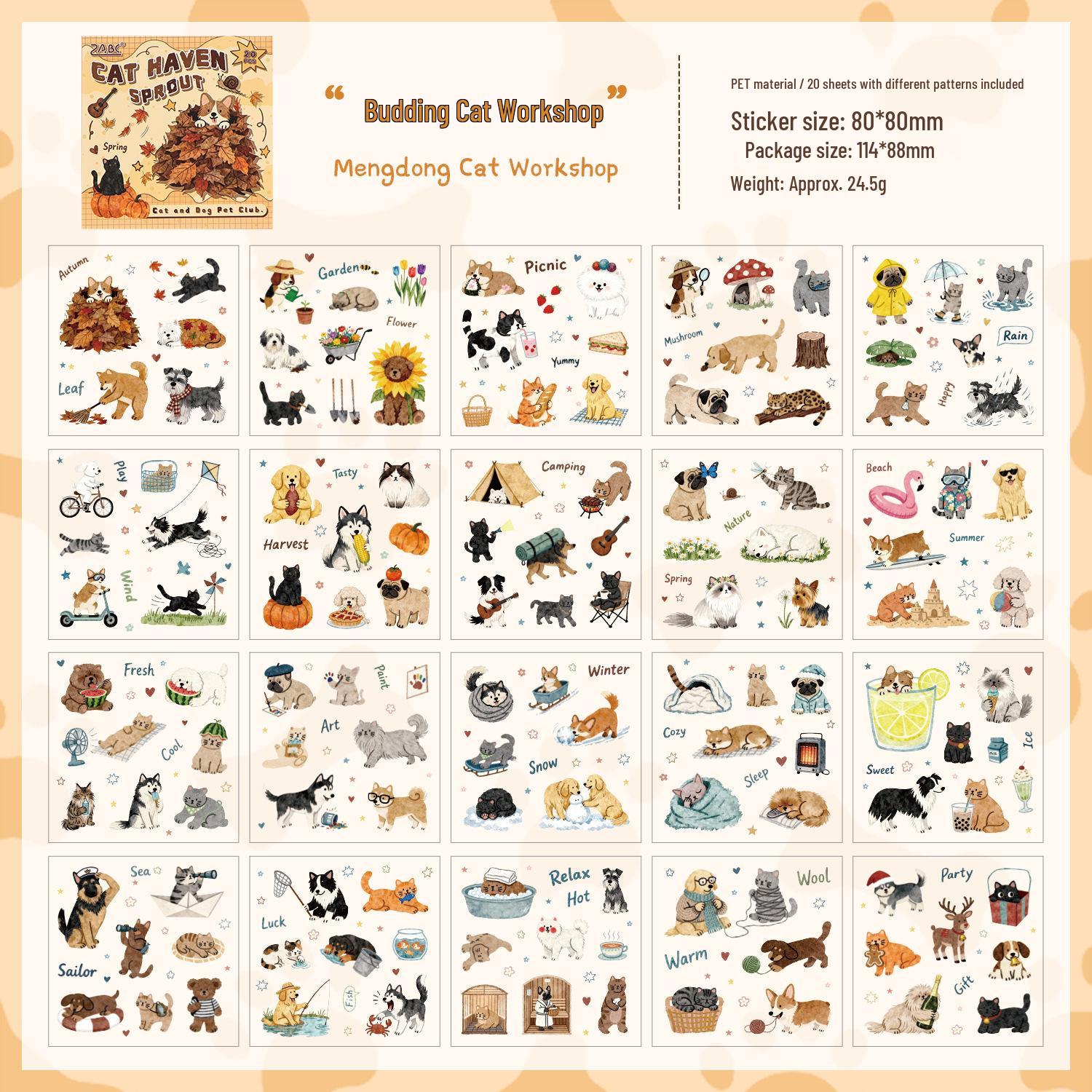 ZABC Cute Pet Sticker Book: 20 Die-cut Pet-Themed Scenery Sheets
