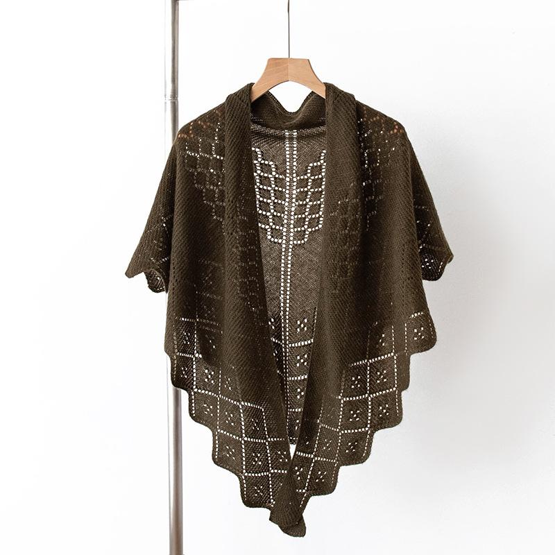 Pure Cashmere Scarf and Shawl High End Outerwear  Women's Thin Knitted French Hollow Triangle Scarf Scarf and Shawl