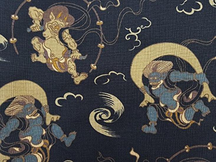 Handmade Workshop FUJITA Drawstring Bag with Japanese Wind God and Thunder God Made in Goshuin Book Goshuin Book Japanese Japanese Japanese Japanese