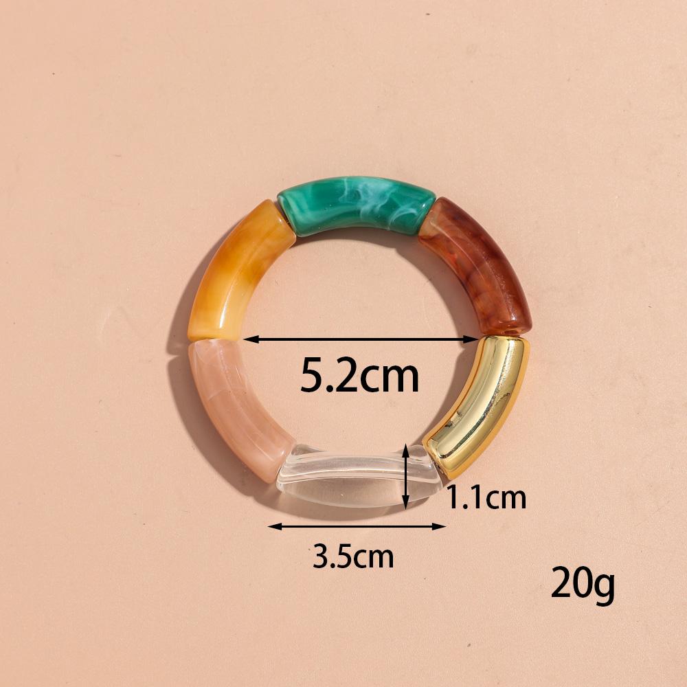 Retro Acrylic Chunky Bamboo Curved Tube Bracelets for Women Boho Mixed Color Resin Stretchy Stack Bangles Trendy Jewelry Gifts