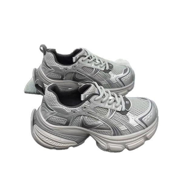 Cowhide Version~ New Shock-absorbing Platform Dad Shoes In Autumn 2025 Women's Genuine Leather Mesh Lightweight Casual Sports Shoes