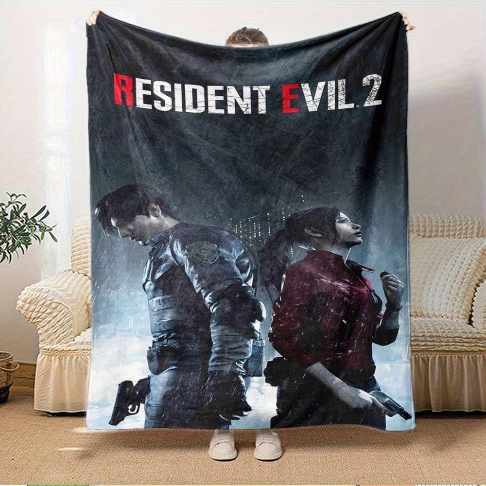 For Resident Evil 2,Leon Kennedy,Claire Redfield-Themed Flannel Blanket, Glam Style, Digital Print, All-Season Comfort, Tear-Resistant, Knit
