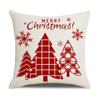 Christmas Pillow Case Linen Print Red Festive Home Cushion Living Room Cushion