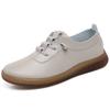 Women's Casual Shoes 2025 Spring and Autumn Cowhide Comfortable Soft Sole Flat Bottom Mom Single Shoe with Plush Casual Shoes