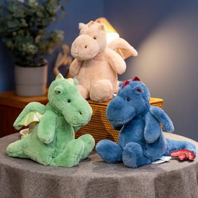 Cartoon Sitting Flying Dragon Plush Green Snow Dinosaur Pterosaur Plushie Toy Soft Stuffed Animal Doll Kids Gift