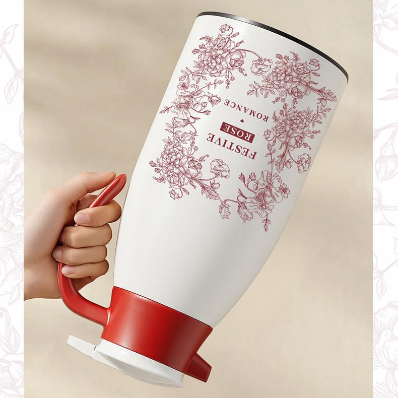Large Insulated Red Wedding Dowry Thermos - Double Glass Liner for Hot Water