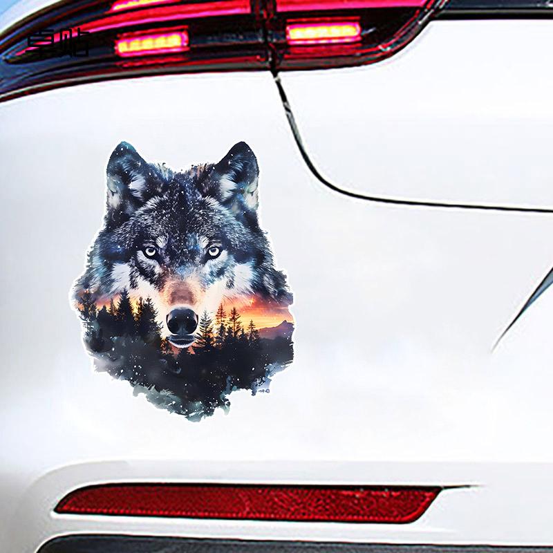 Car Sticker Wolf Animal Waterproof Vinyl Decals Auto Body Window Bumper Decor Motorcycle Helmet Stickers TM108