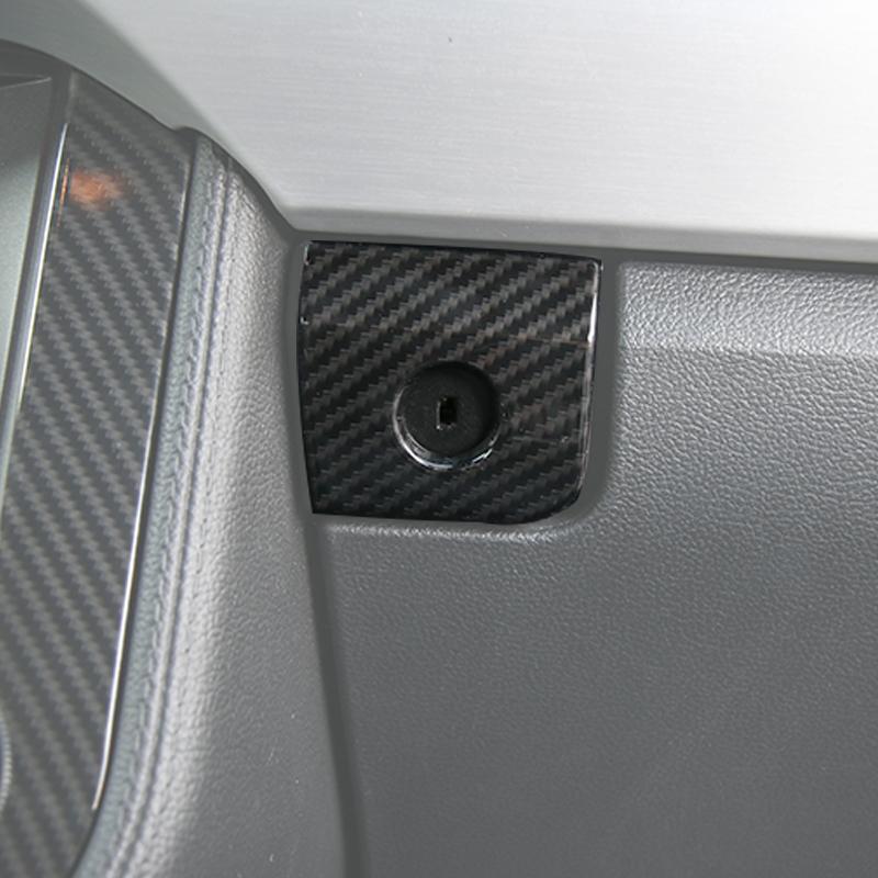 Car Steering Wheel Door Handle Decoration Center Console Cover Protective Sticker For Ford Mustang 2015 Up ABS Car Accessories Carbon Fiber Black